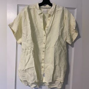 J.Crew Relaxed Fit Linen Yellow Button Down Tunic/ Shirt, short sleeve. Size XL